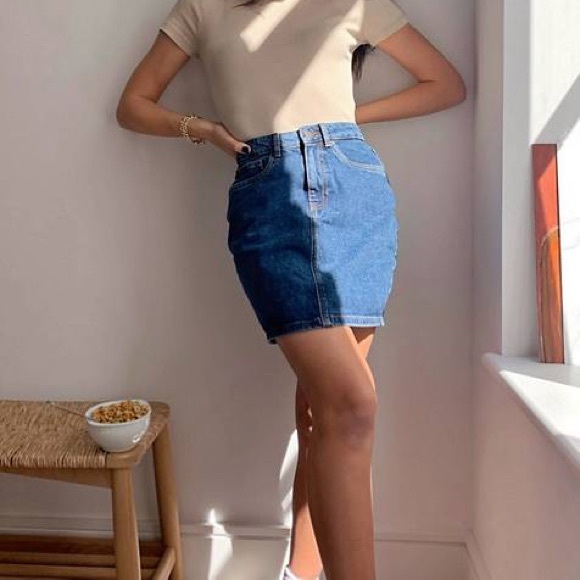 AE High-waisted denim mini skirt - Picture 1 of 4